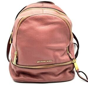 MICHAEL KORS Dusky Rose Rhea Zip Medium Leather Backpack Purse Adjustable Straps